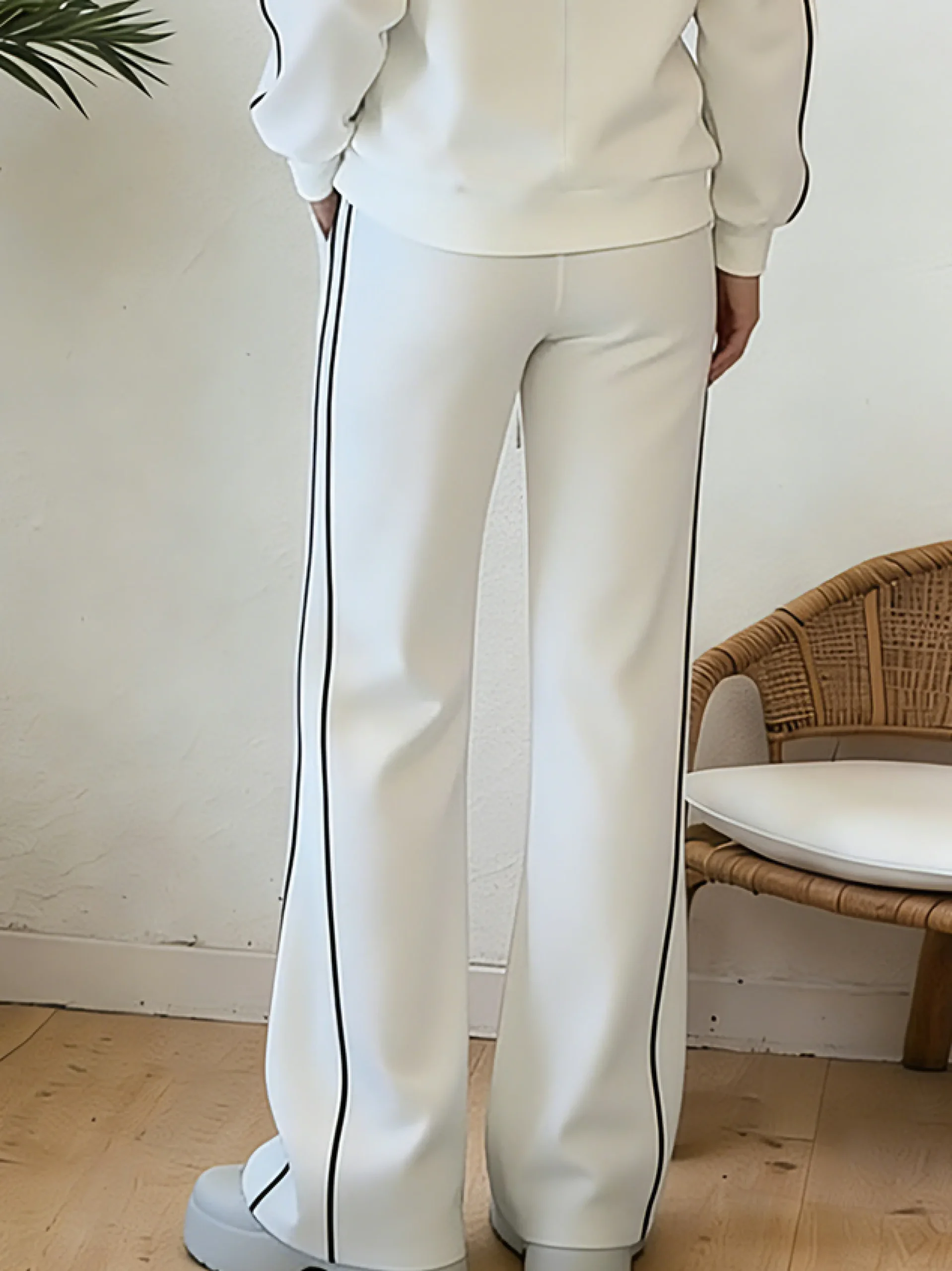 Plus Size Casual Color Block Split Joint Wide Leg Pants