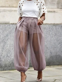 Plus Size Plain Loose Printing Urban Pants