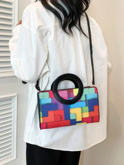 PU Color Block Classic Backpack