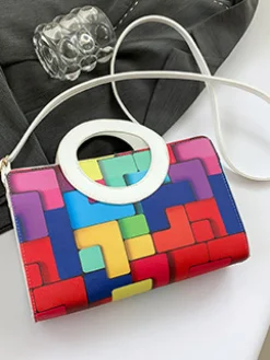 PU Color Block Classic Backpack