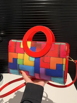 PU Color Block Classic Backpack