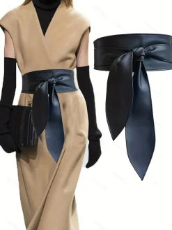 PU Plain Waist Band With Belt