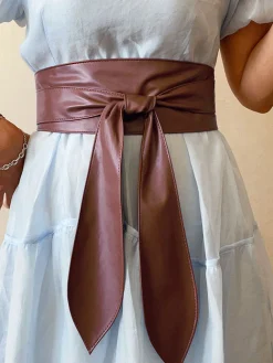 PU Plain Waist Band With Belt