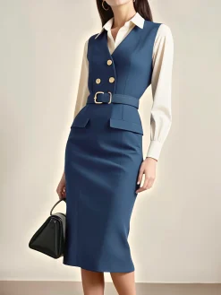 Regular Fit Urban Regular Sleeve Dress With Belt