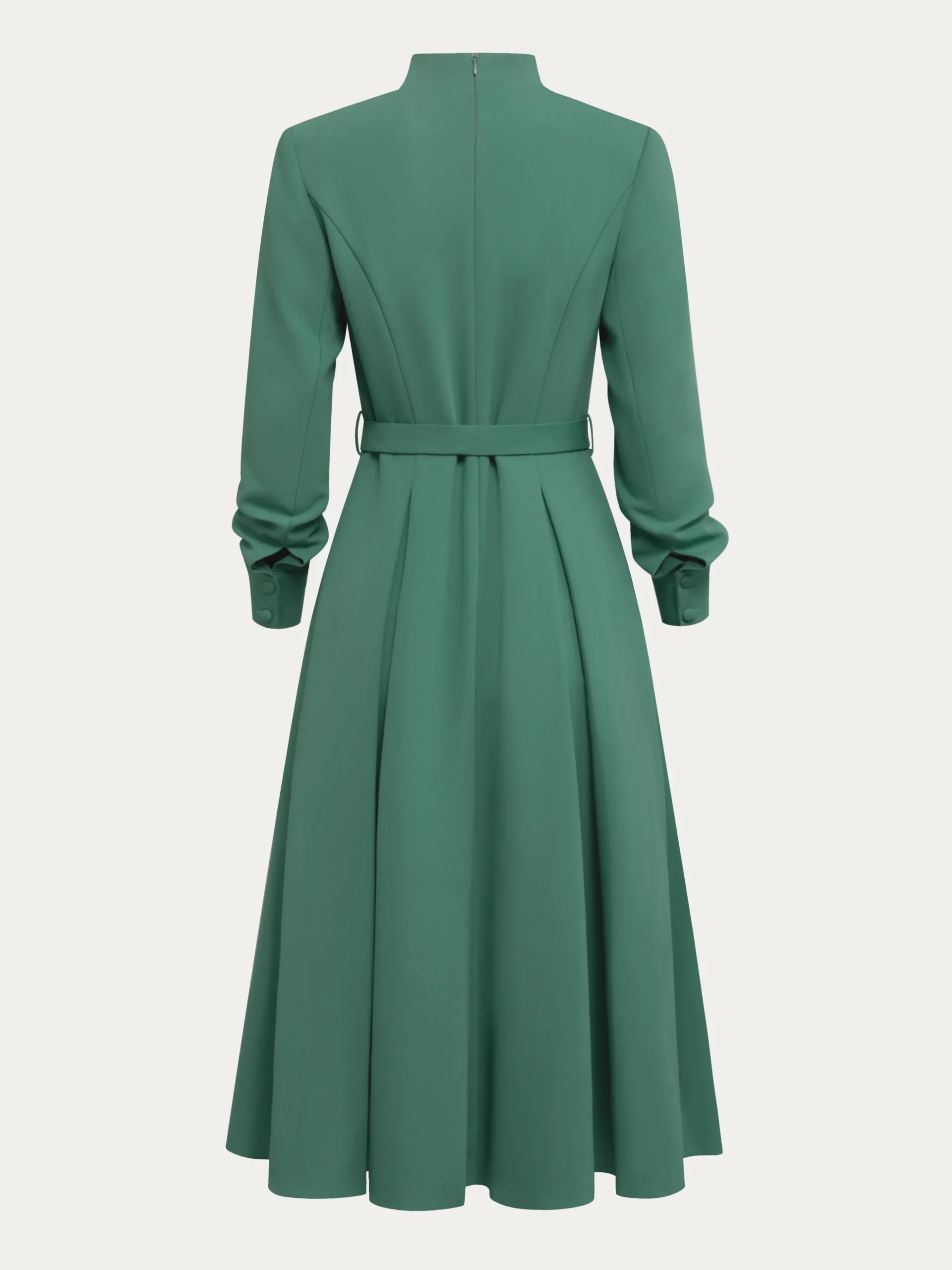 Regular Sleeve Stand Collar Plain Urban Dress With Belt
