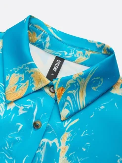 Resort Abstract Print Relaxed H-Line Shirt