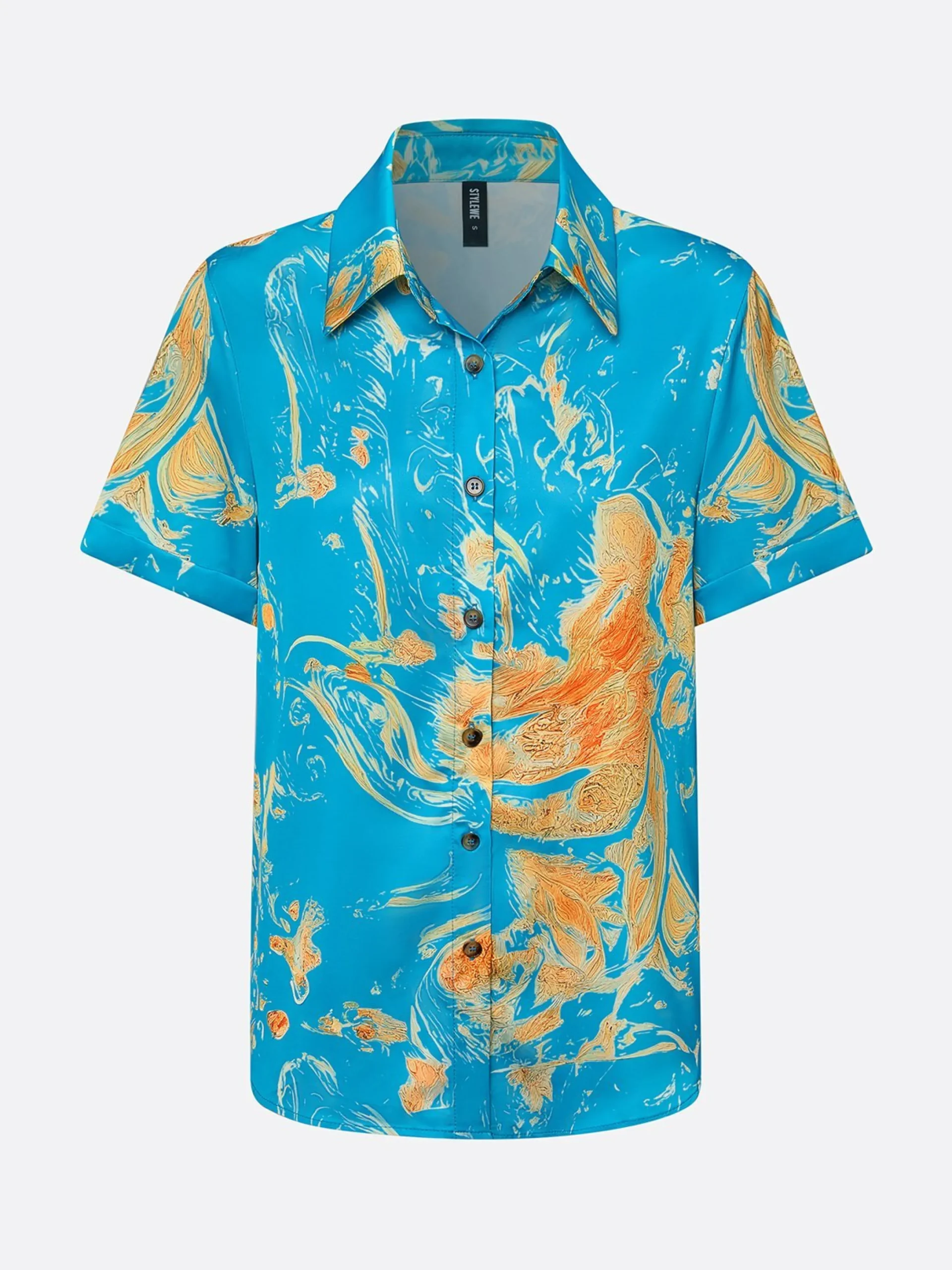 Resort Abstract Print Relaxed H-Line Shirt