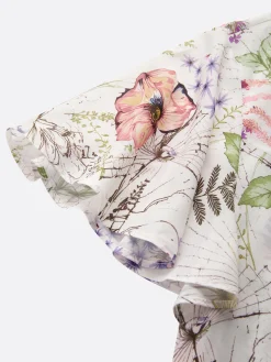 Ruffle Sleeve Floral Urban Dress With Belt