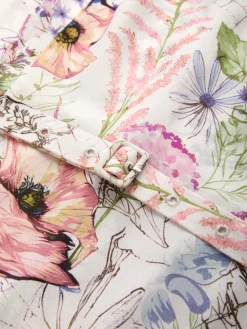 Ruffle Sleeve Floral Urban Dress With Belt