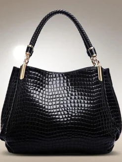 Shiny Crocodile Faux Leather Urban Commuter Handbag