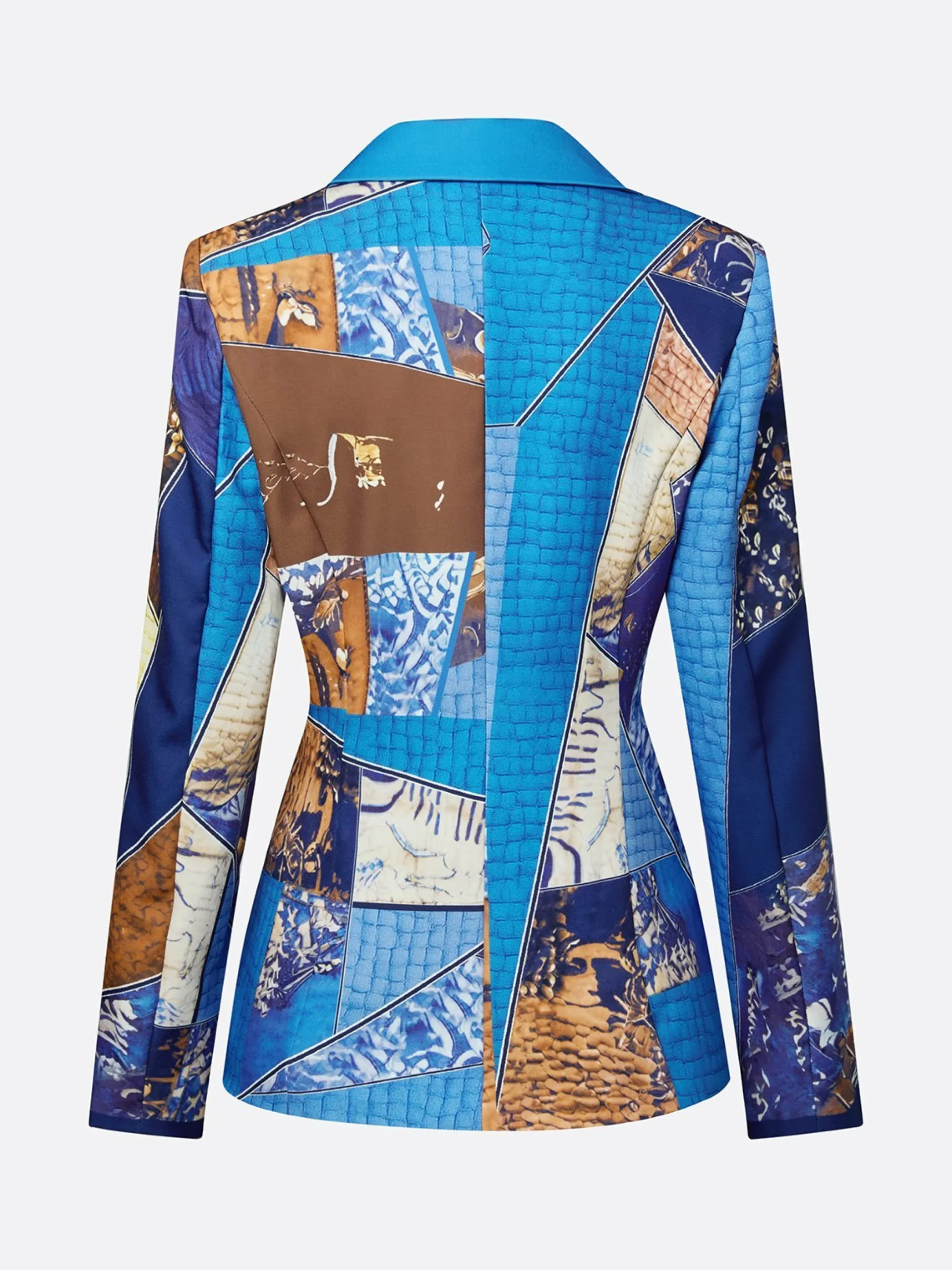 Stylewe Women Casual Natural X-Line Printed Blazer Lapel Collar Daily Spring