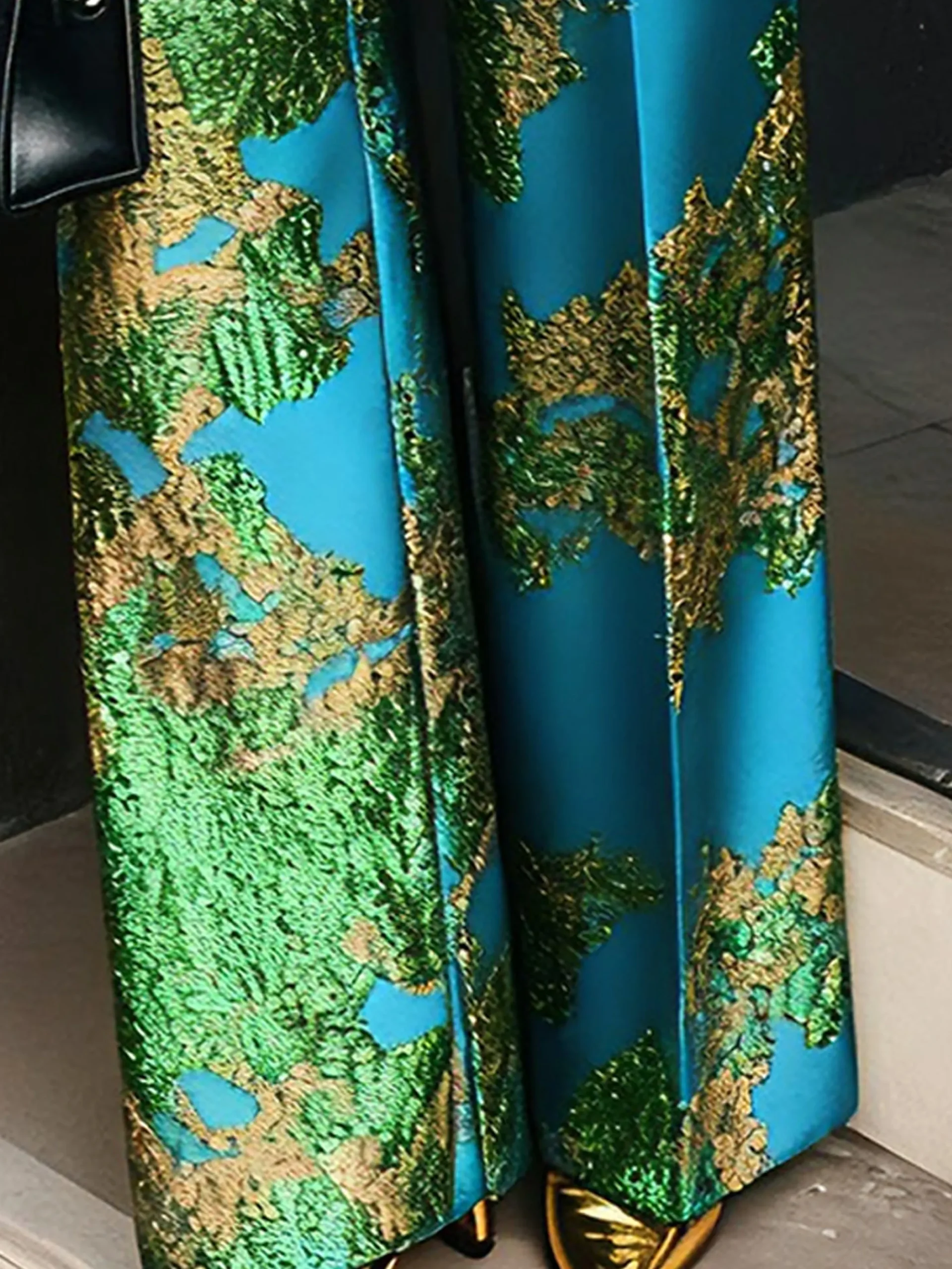Stylewe Women Elegant High Waist Wide Leg Pants Random Print Social Spring