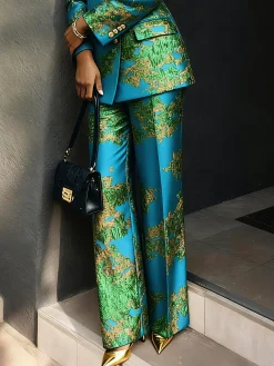 Stylewe Women Elegant High Waist Wide Leg Pants Random Print Social Spring