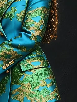 Stylewe Women Elegant Natural X-Line Printed Blazer Lapel Collar Social Event