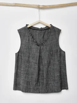 STYLE WE x CHILLINEN |V Neck Linen Loose Cotton And Linen Tank Top