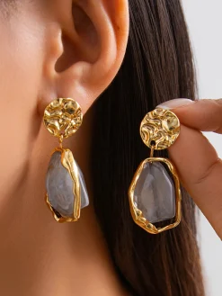 Stylish Metallic Pleated Earrings