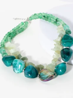 Tie-Style Resin Bead Necklace — Statement Choker