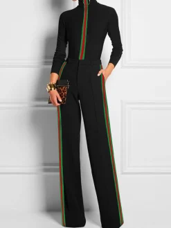 Turtleneck Tight Urban Color Block Long Sleeve T-Shirt