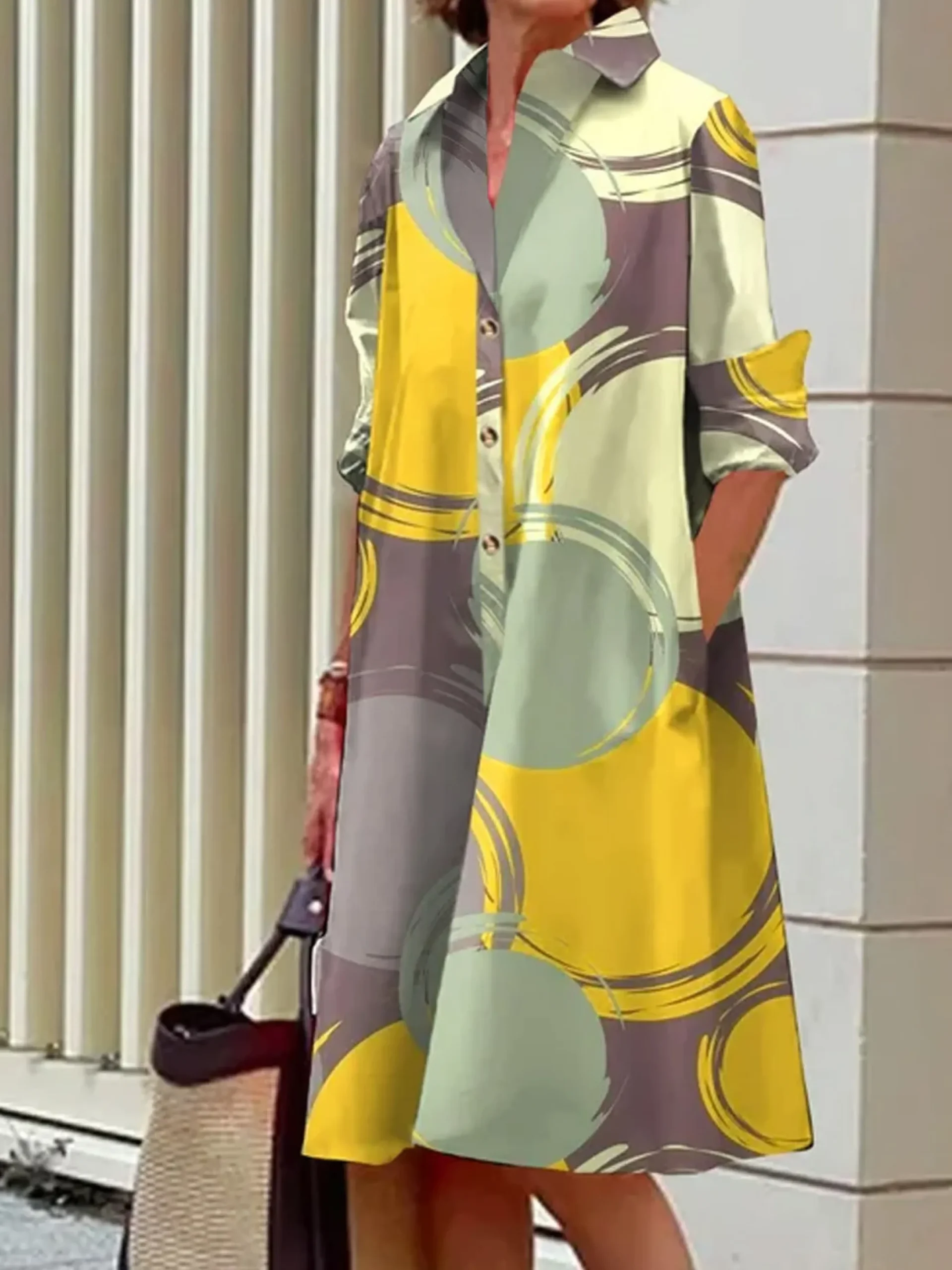 Urban Abstract Polka Dots Shirt Dress
