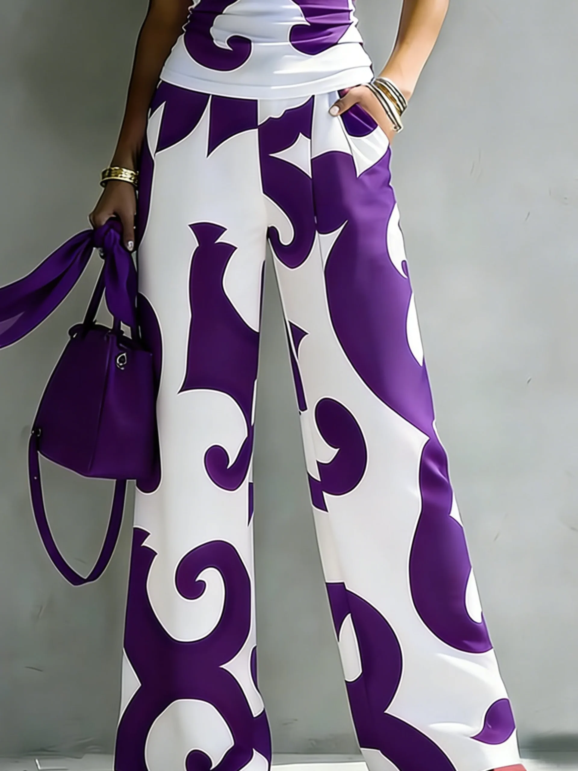 Urban Abstract Print Relaxed Pants