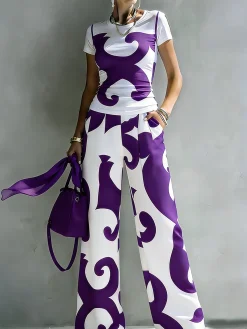 Urban Abstract Print Relaxed Pants