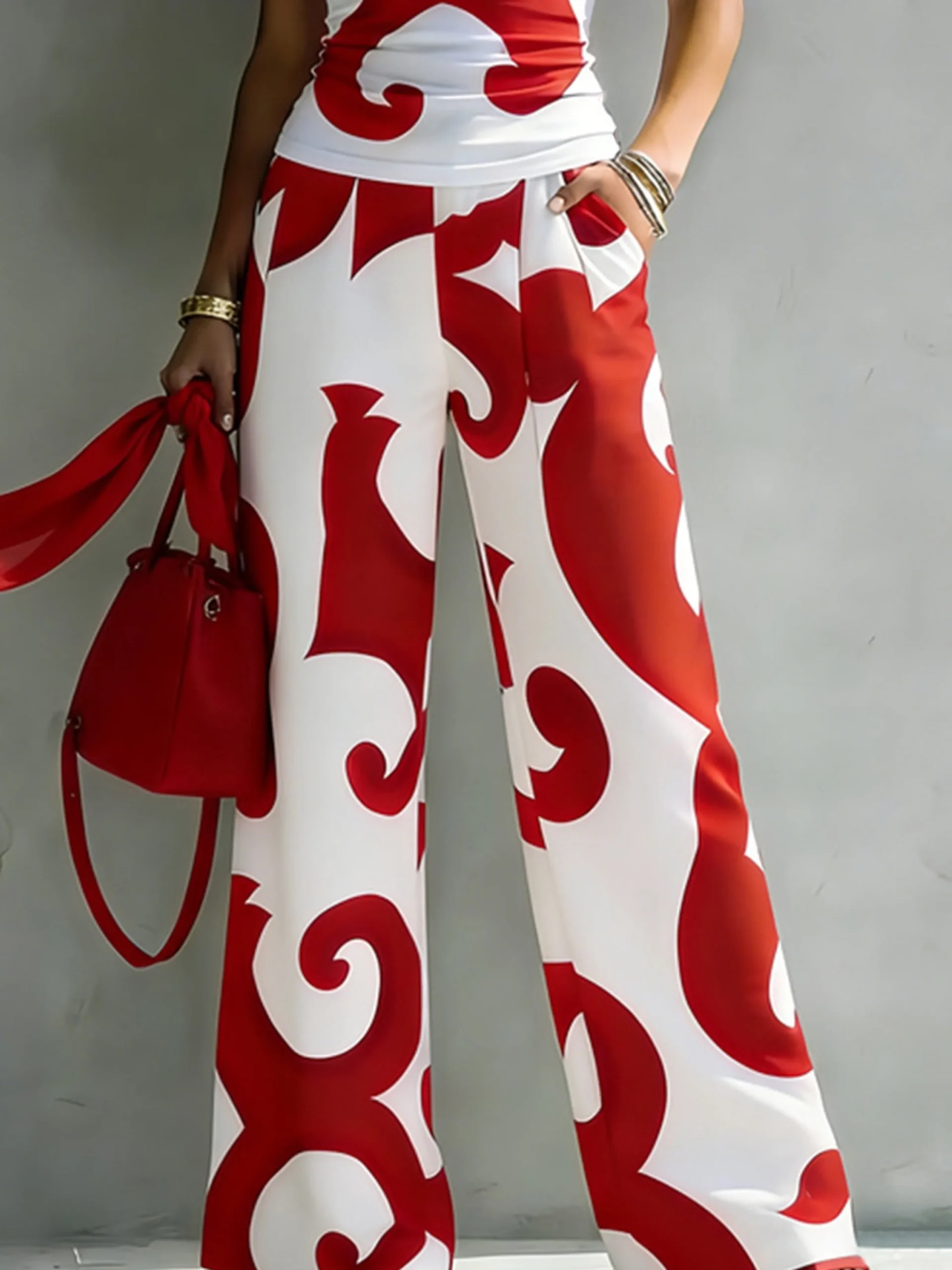 Urban Abstract Print Relaxed Pants