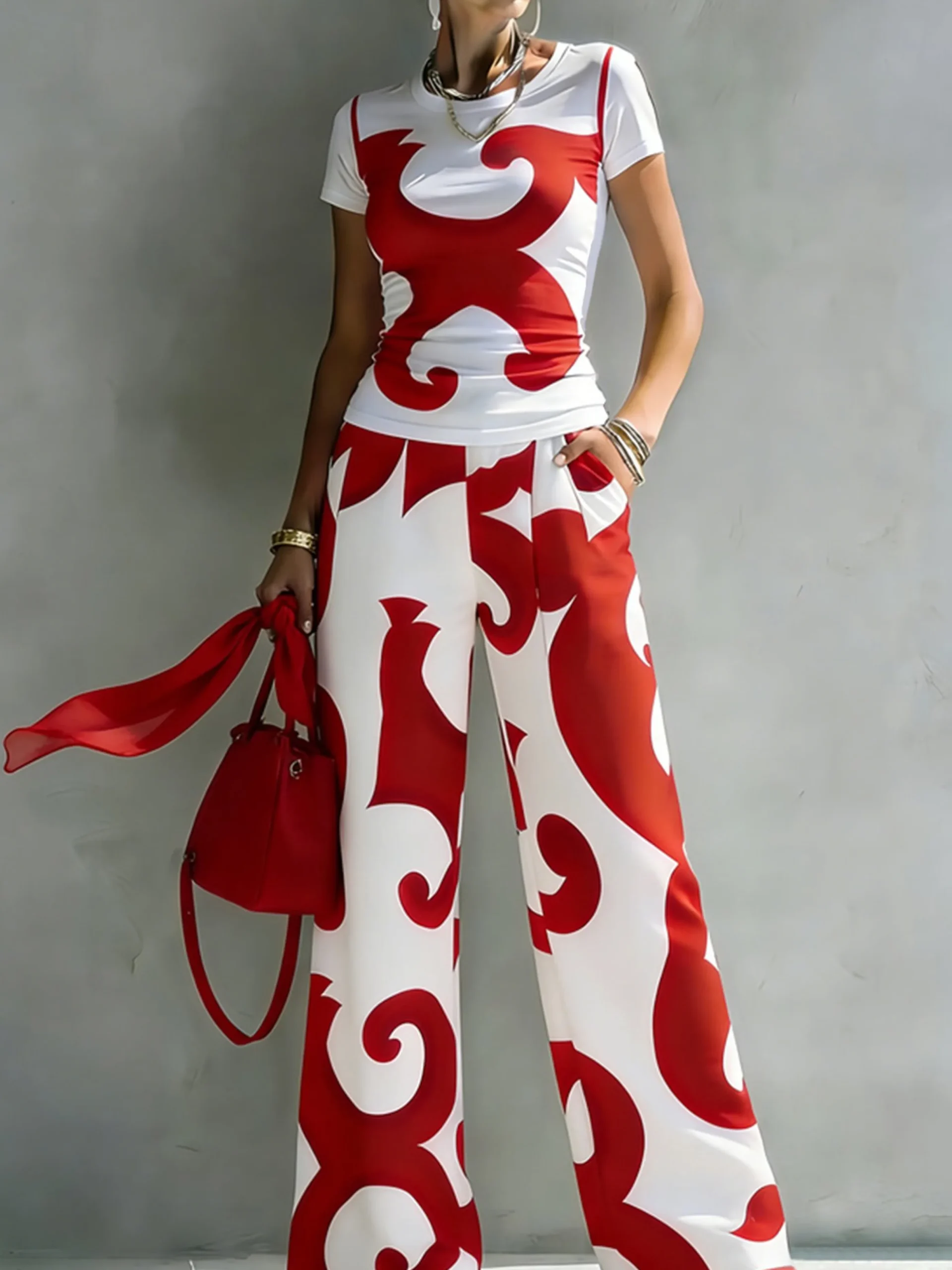Urban Abstract Print Relaxed Pants