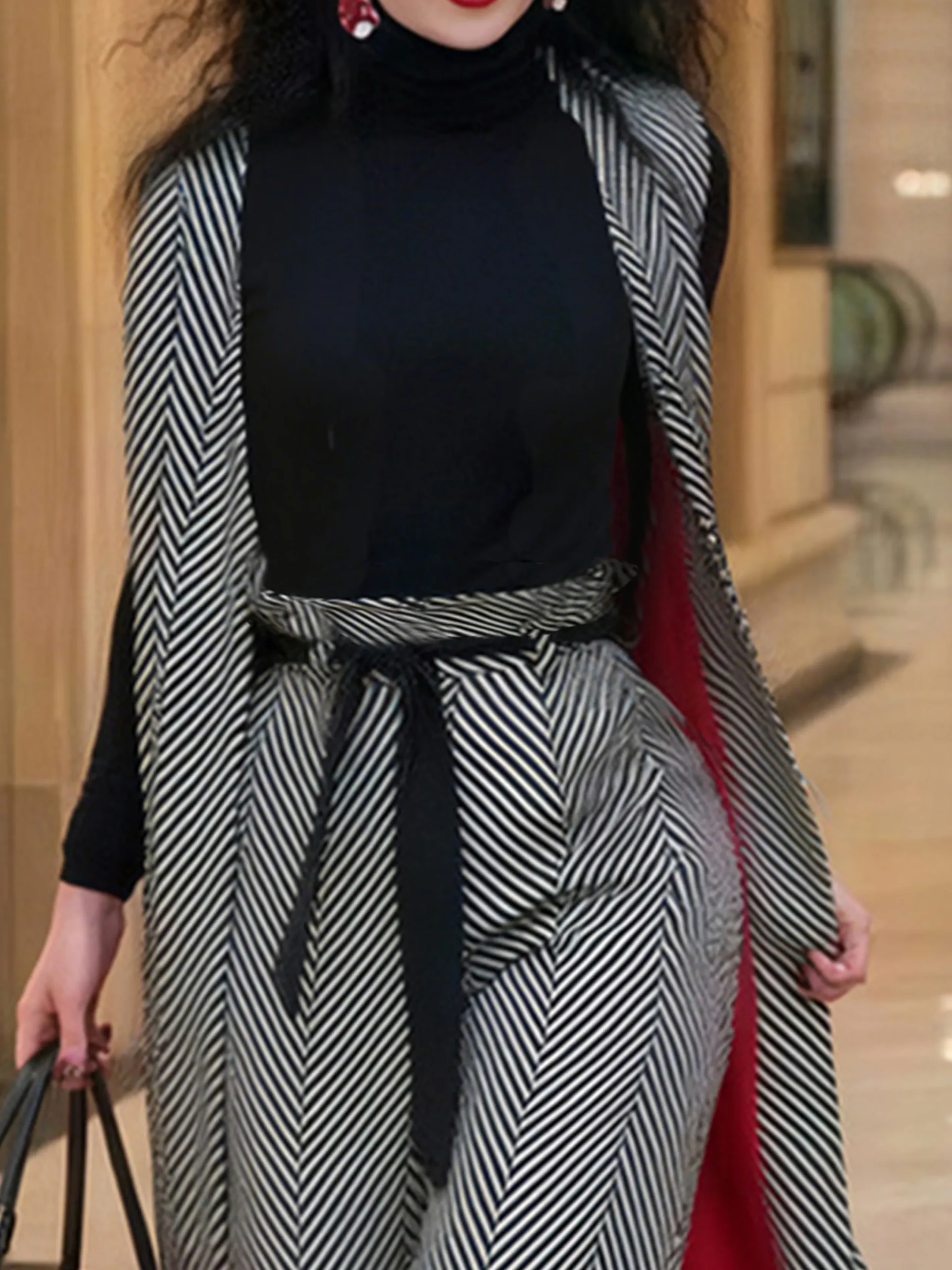 Urban Buttoned Herringbone Cross Neck Vest