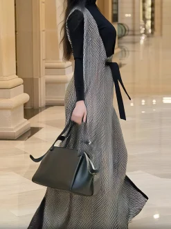 Urban Buttoned Herringbone Cross Neck Vest