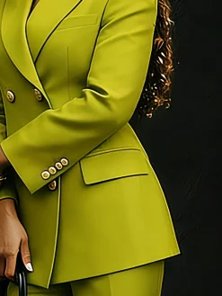Urban Buttoned Plain Lapel Collar Blazer