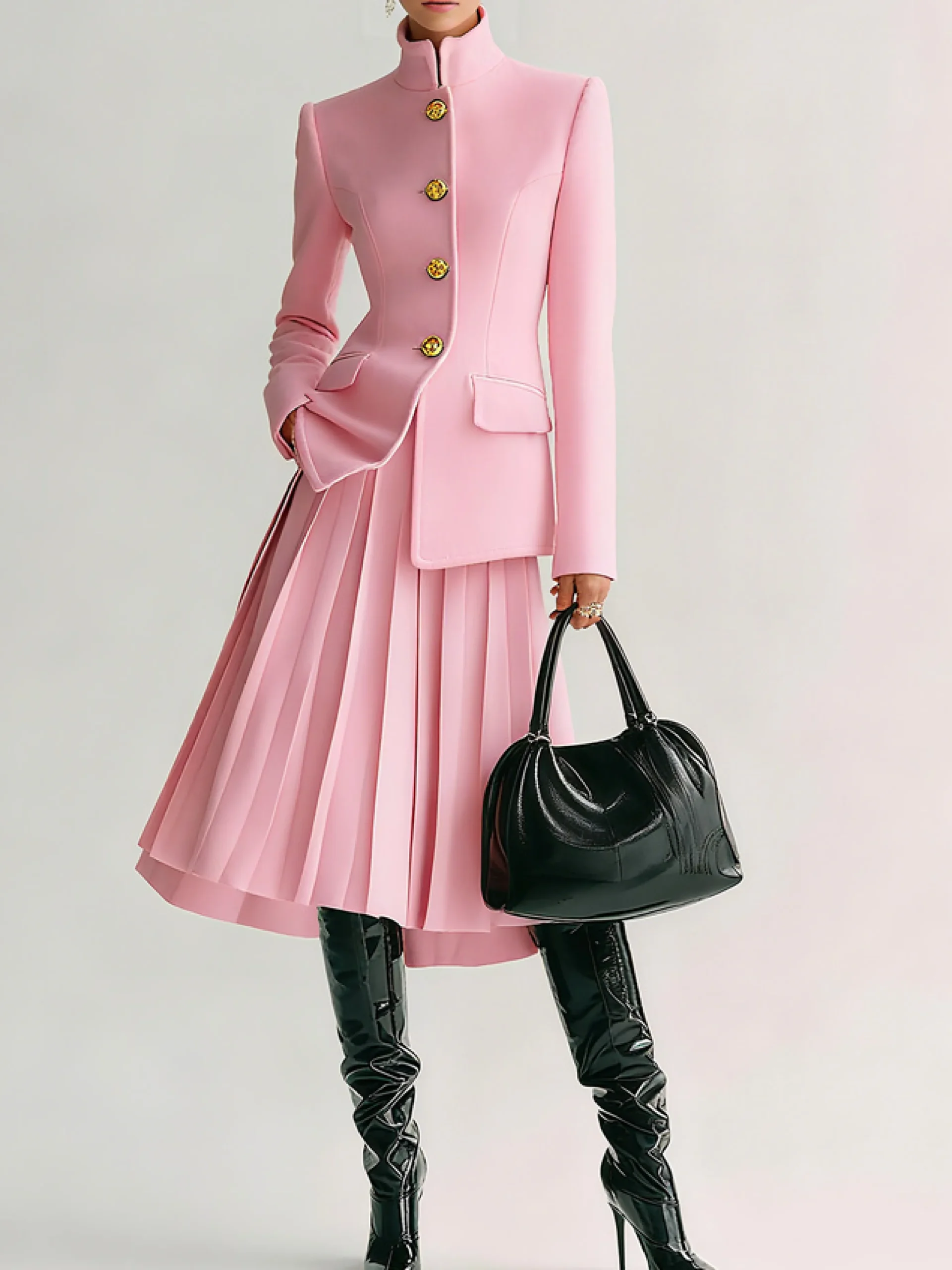 Urban Buttoned Plain Midi Skirt
