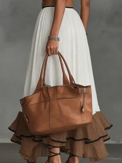 Urban Color Block Maxi Skirt No Belt