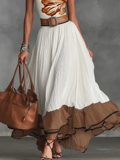 Urban Color Block Maxi Skirt No Belt