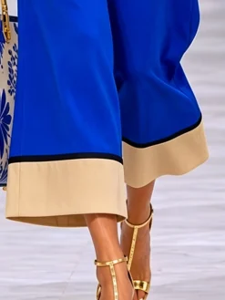 Urban Color Block Split Joint Wide Leg Pants