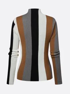 Urban Color Block Stand Collar Sweater