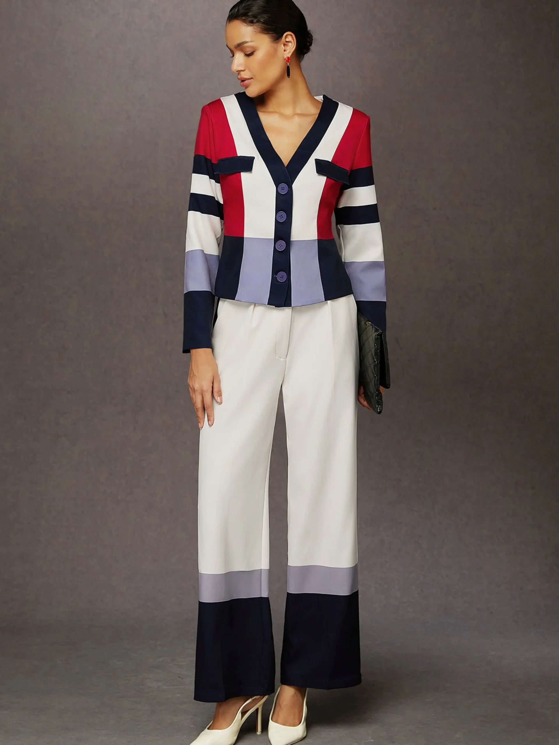 Urban Color Block Wide Leg Pants
