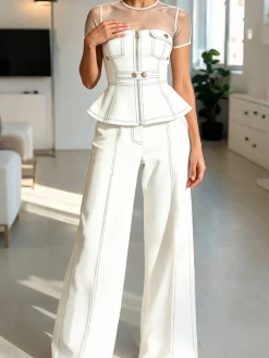 Urban Color Block Wide Leg Pants