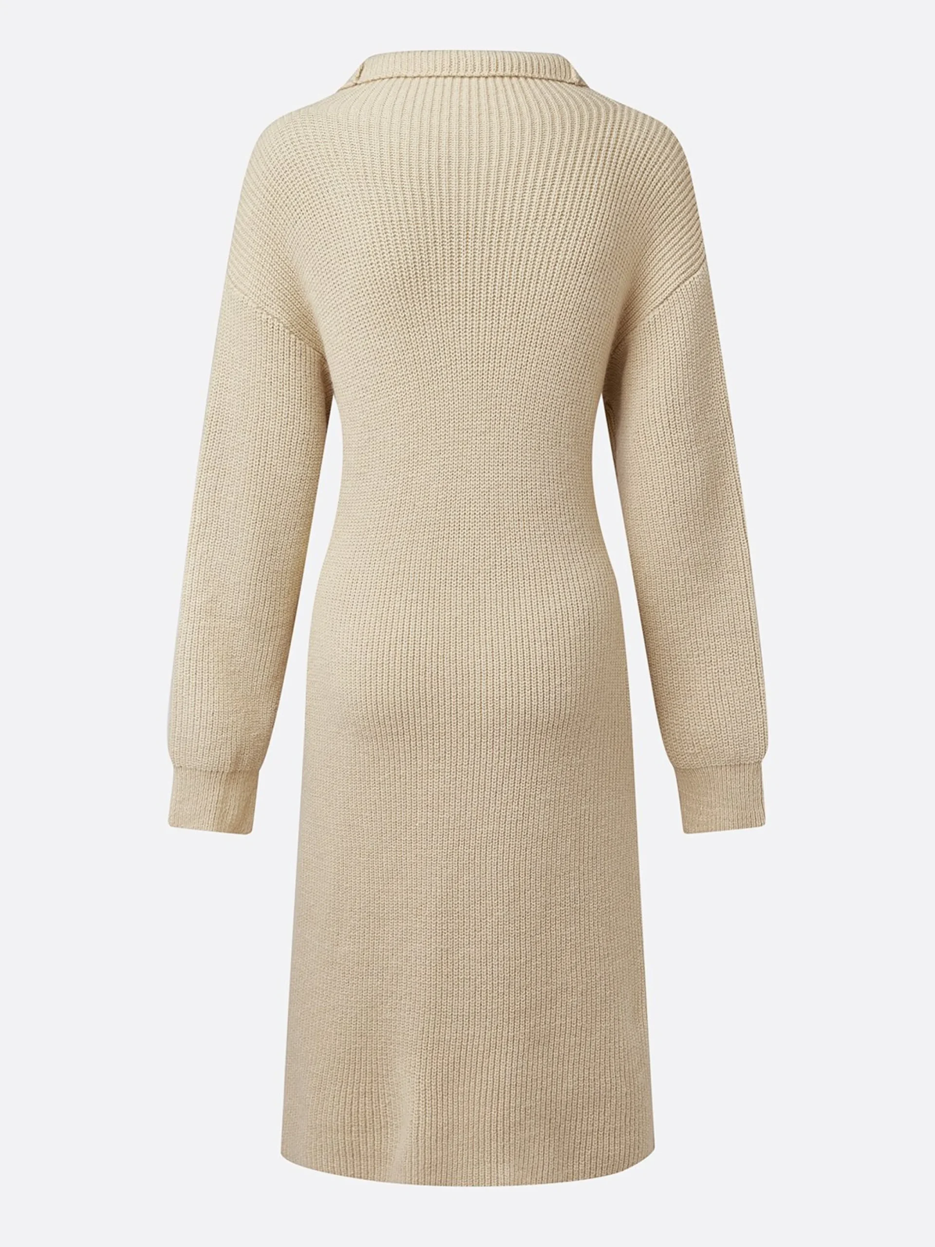 Urban Cozy Buttoned Shawl Collar Sweater Midi Dress