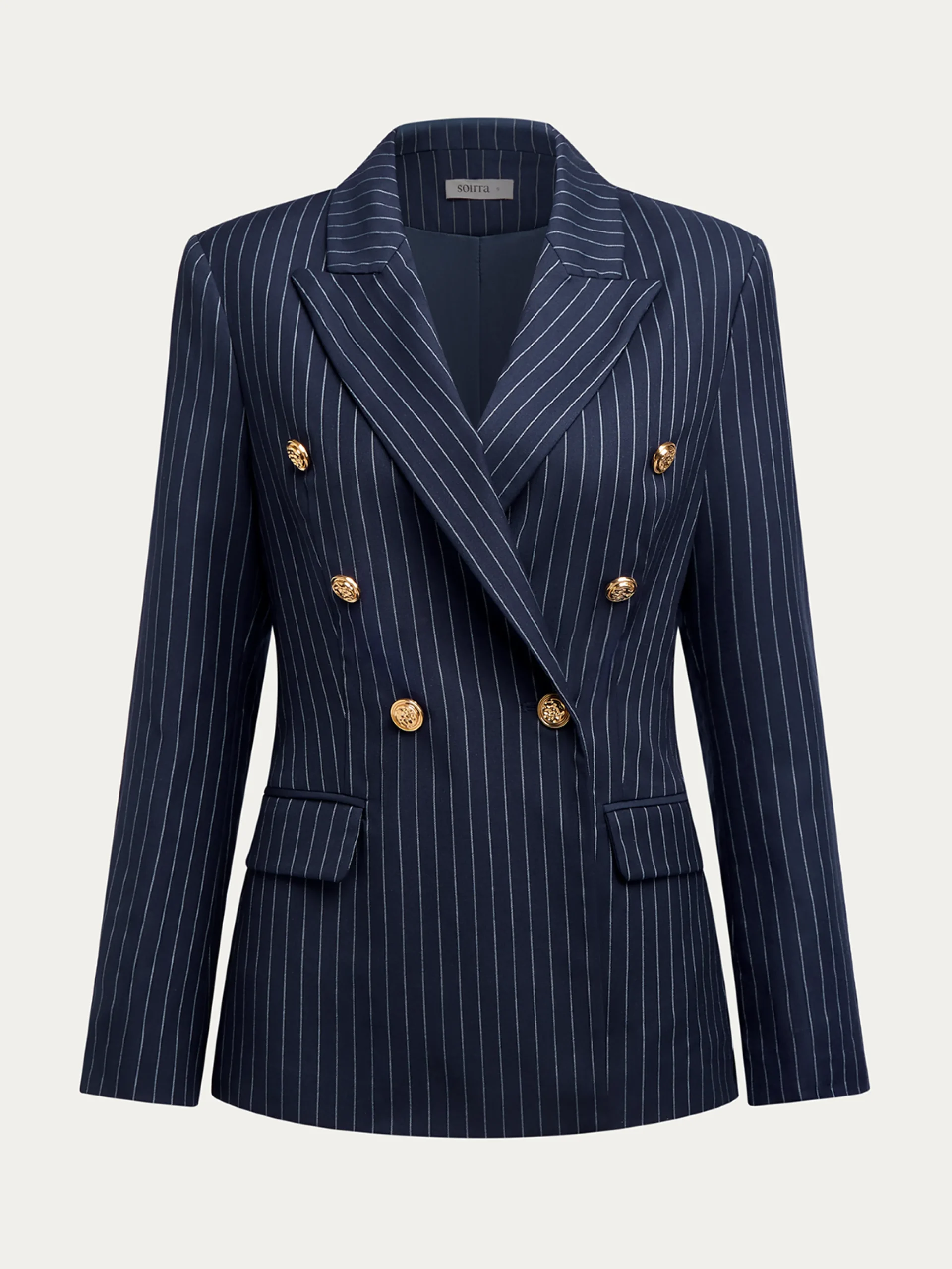 Urban Double Breasted Striped Lapel Collar Blazer