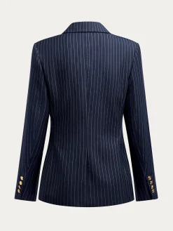Urban Double Breasted Striped Lapel Collar Blazer