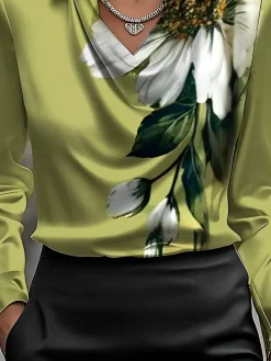Urban Floral Printing Shirt Collar Blouse