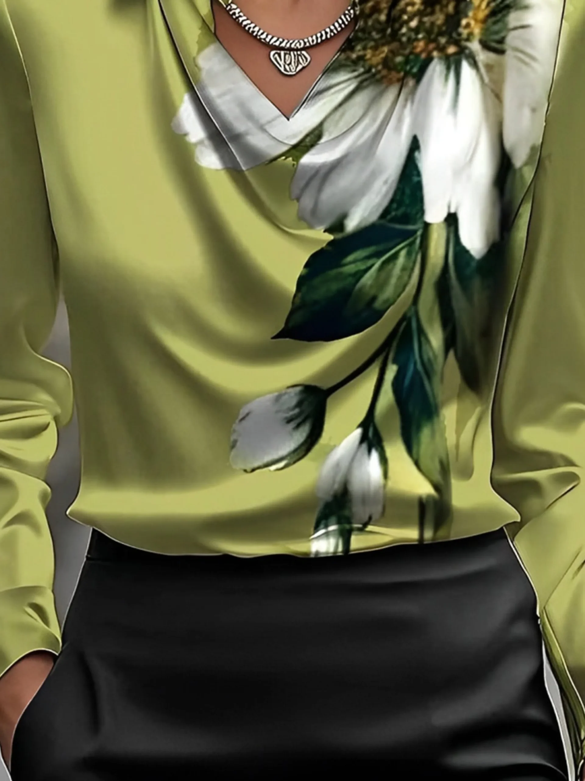 Urban Floral Printing Shirt Collar Blouse