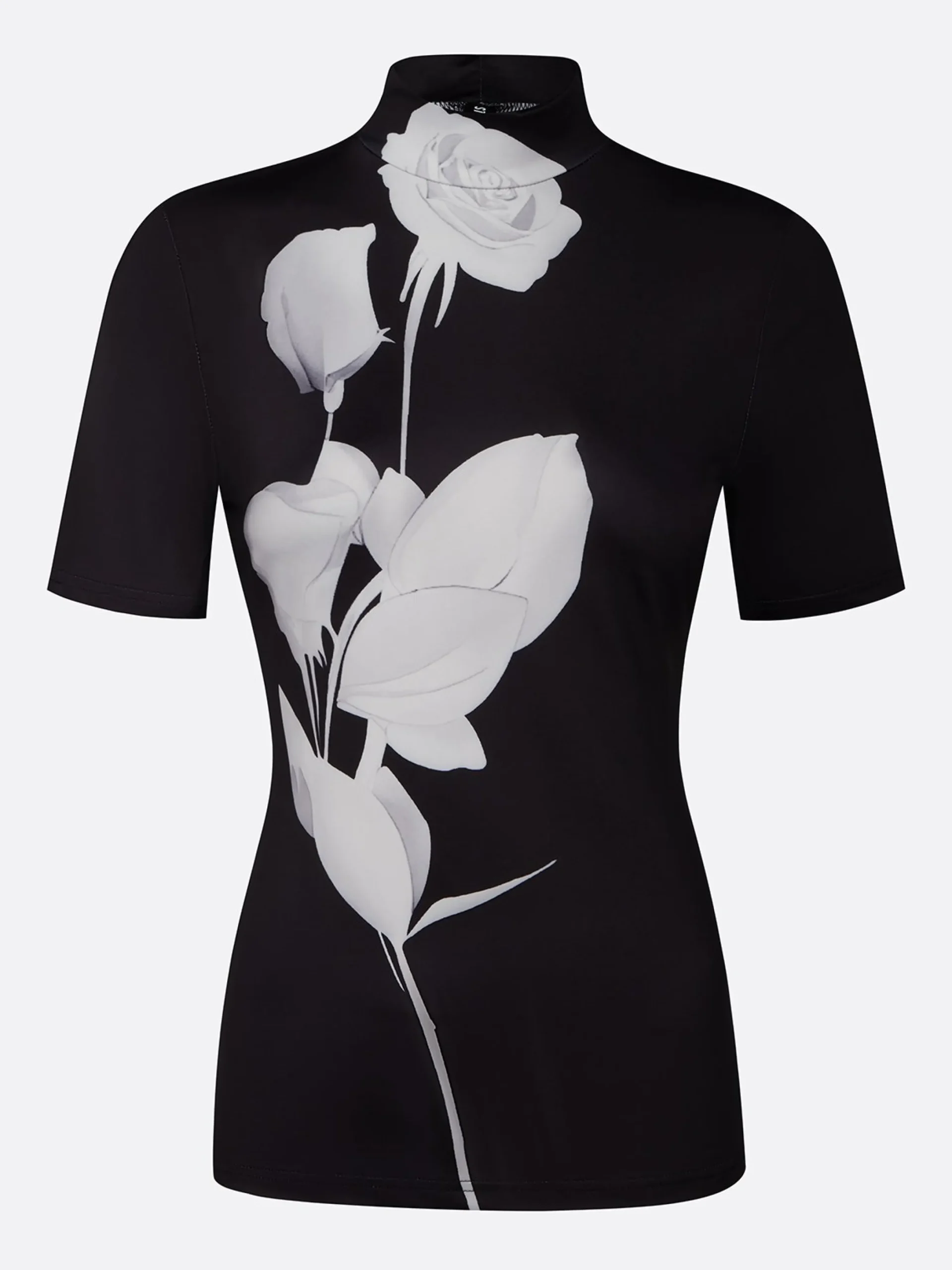 Urban Floral Printing Stand Collar T-shirt