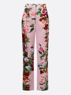 Urban Floral Split Joint Straight Pants No Belt