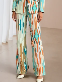 Urban Geometric Printing Color Block Straight Pants