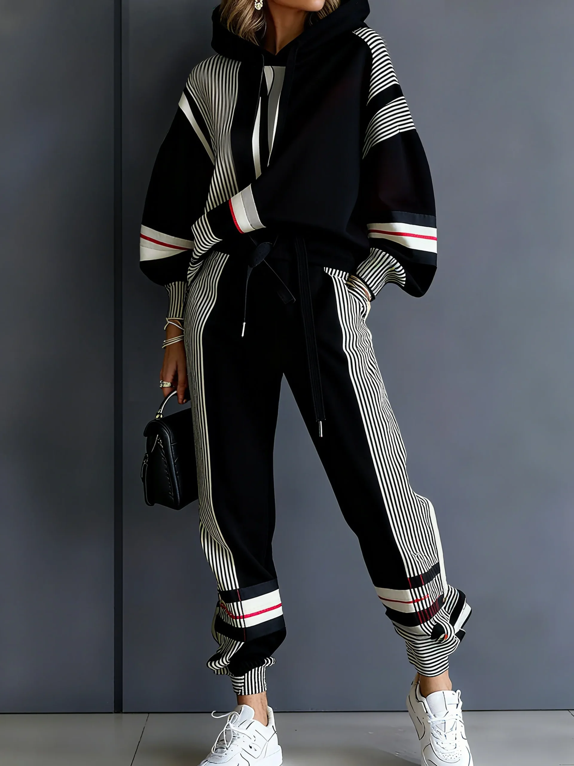 Urban Geometric Relaxed Fit Hoodie