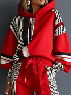 Urban Geometric Relaxed Fit Hoodie
