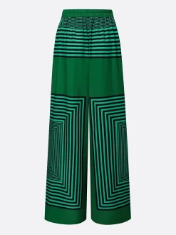 Urban Geometric Stripe Wide Leg Pants High Waist Flowy Office Trousers