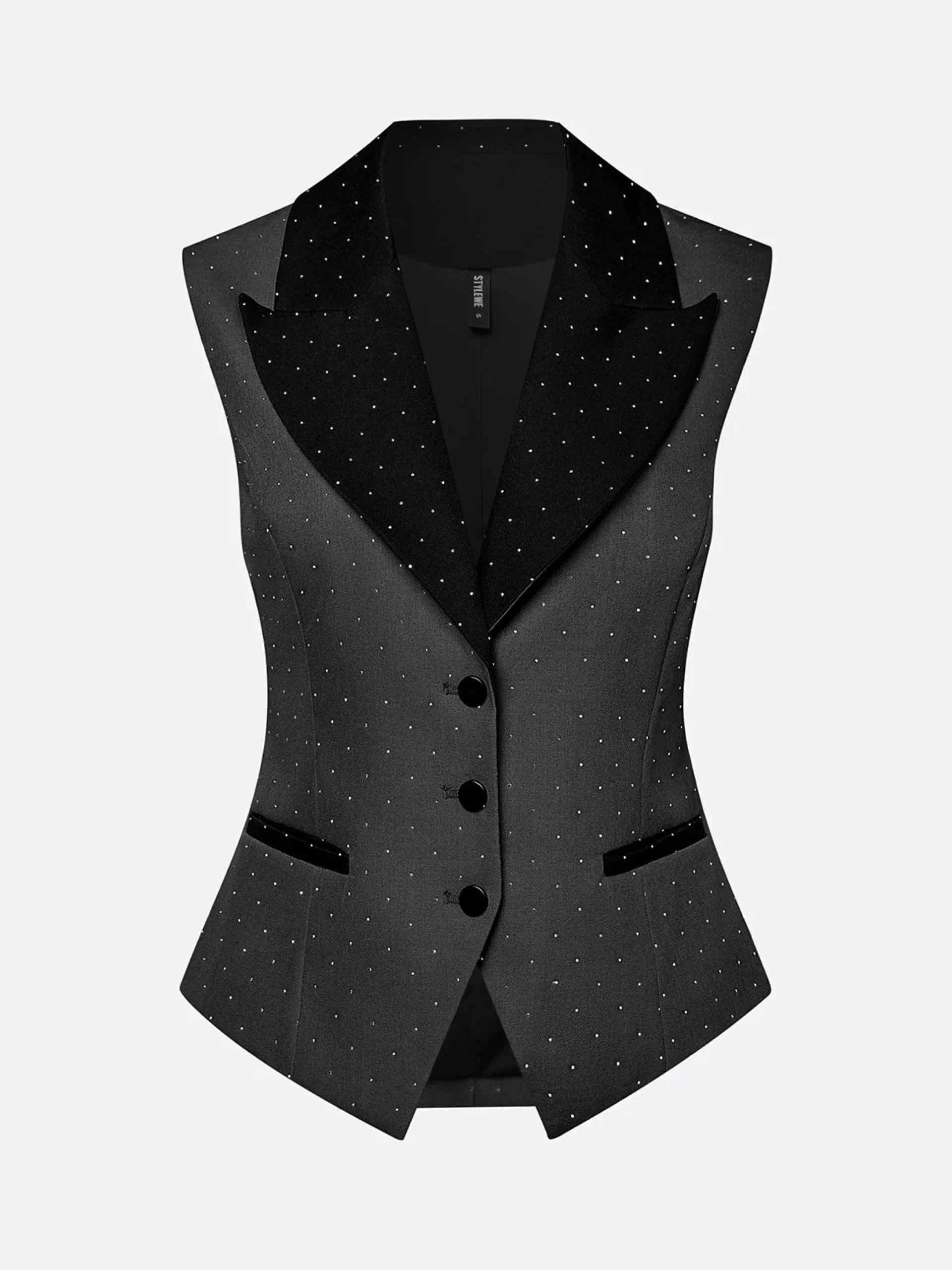 Urban Hot Drilling Color Block Lapel Collar Vest