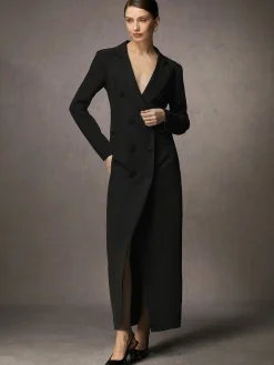 Urban Lapel Collar Long Tuxedo Dress